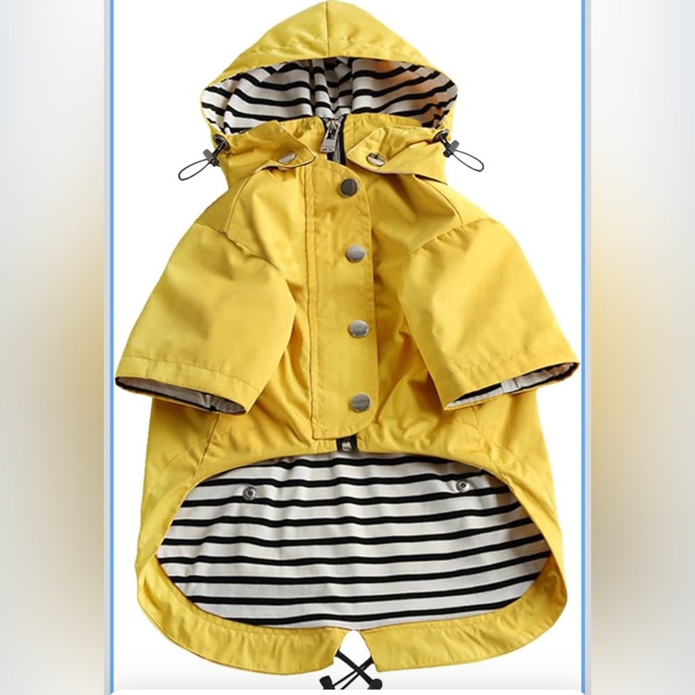 Yellow Dog Raincoat with Reflective Button